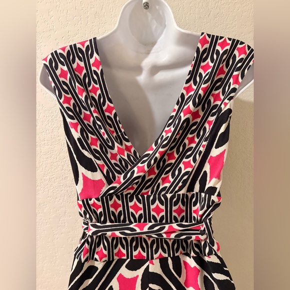 Diane Von Furstenberg Pink and Black Geometric Midi Dress 10 - Picture 12 of 13